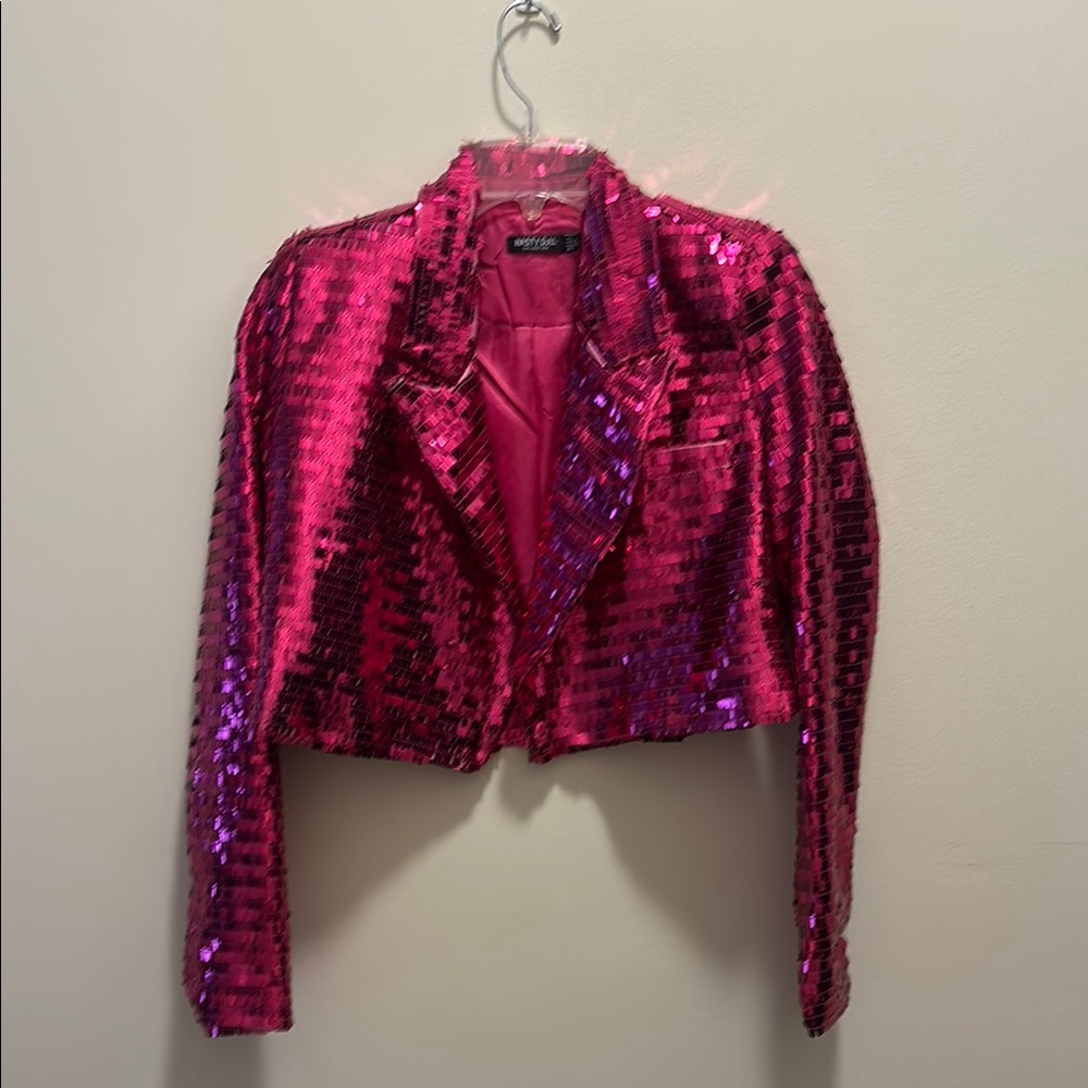 Nasty Gal Pink Blazer with Iridescent Finish